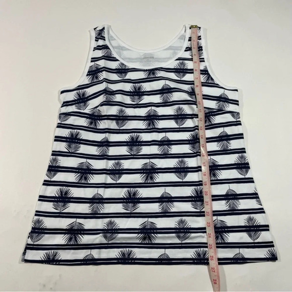 New Lands End Interlock Cotton Tank Top Size 1X Blue Palm Stripe - Picture 9 of 9